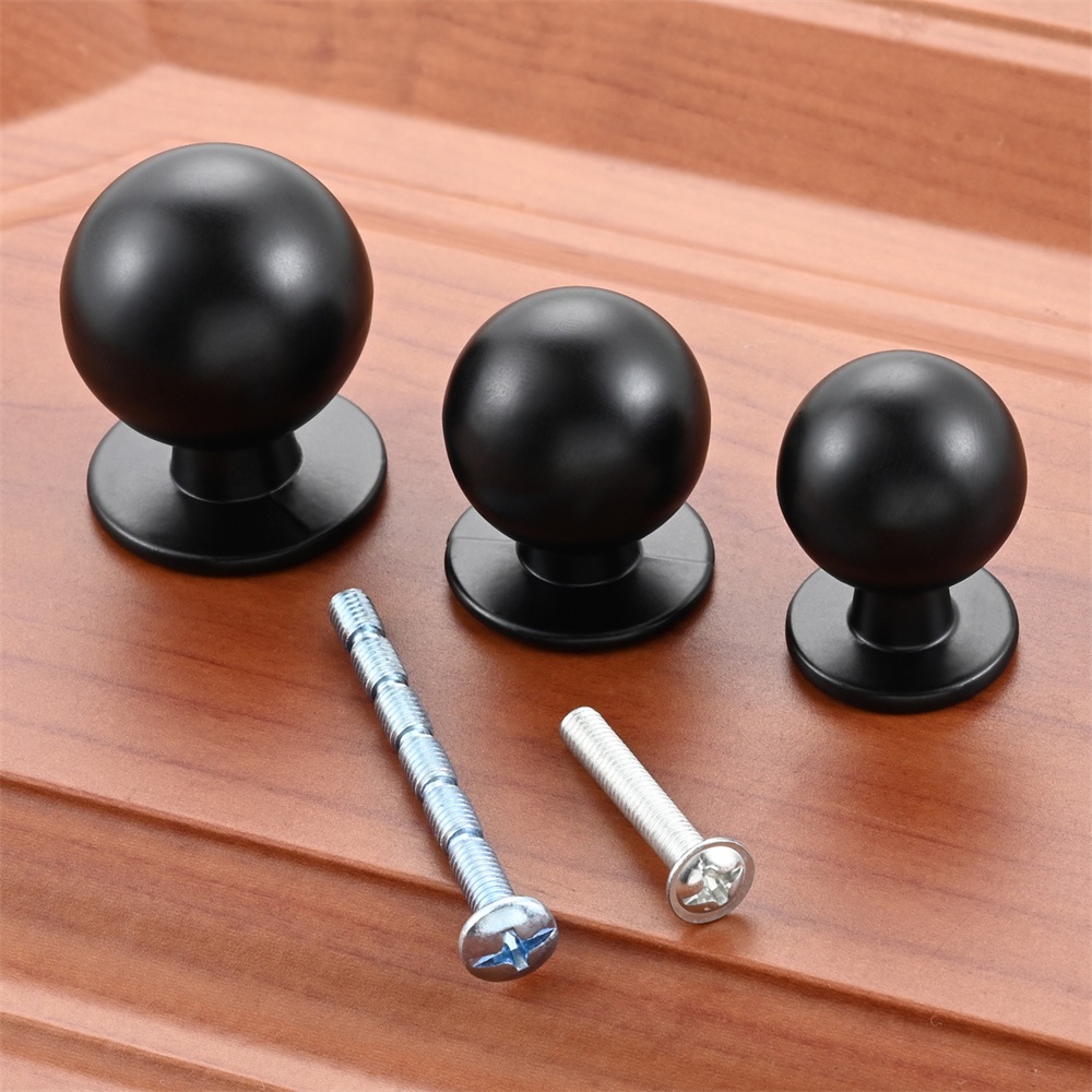 10 Pack Black Metal Round Drawer Pulls – 27mm Matte Cabinet Handles For Wardrobe Kitchen (Screws Not Included)
