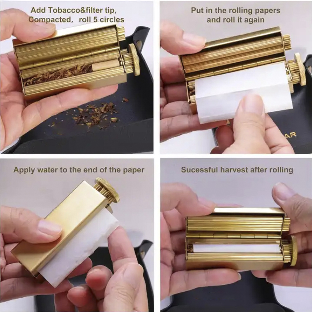 cigarette roller with filter VEVOR Rolling Machine, Solid Brass Cigarette Roller, Manual Tobacco Rolling Machine Fits Up to 70mm Paper, Vintage & Luxurious Gift for IXIGER Roller Hand Cigarette,110mm,raw Rolling