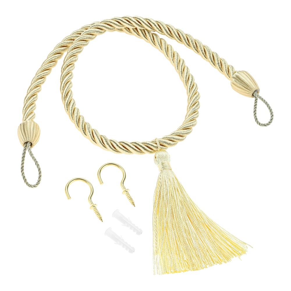1 Pair Ties Backs Curtain Tiebacks Ropes Drapery Holdbacks with Hooks 74cm/29in