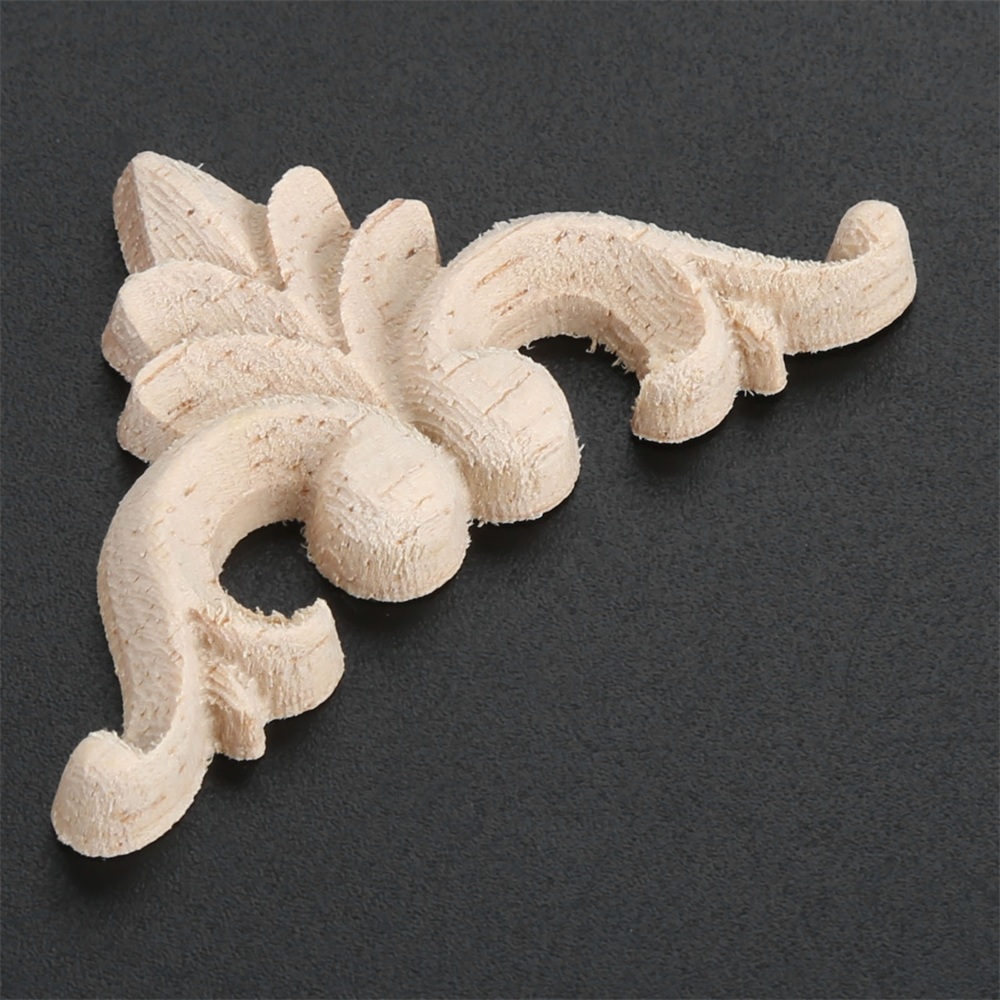 Natural Onlay Applique Wood Carved Flower Decal Furniture Mirror Window Decor
